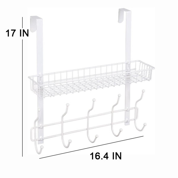 Rebrilliant Julena Over The Door Coat Hook Organizer with Mesh Basket Bathroom Towel Hanging